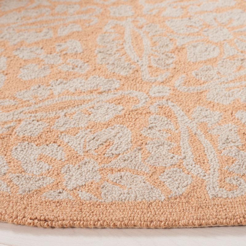 Tapis géométrique en laine crocheté à la main Baytown, Rond 5 pi 6 po