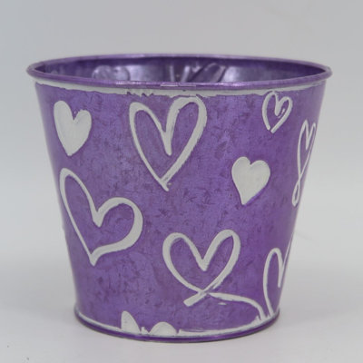 Hearts On Light Metal Planter