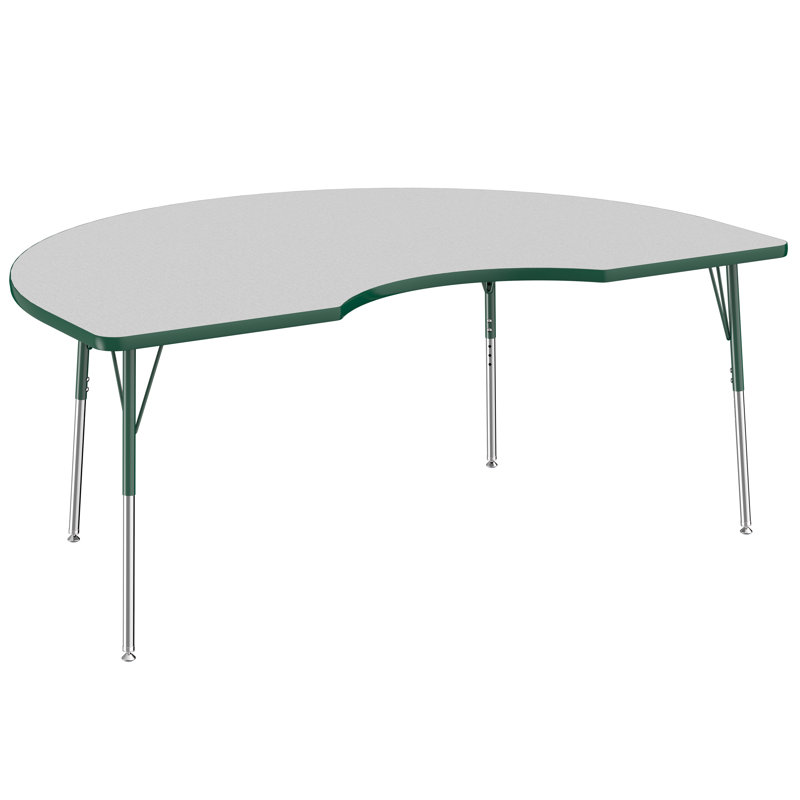 Table d'activité 48 "x 72" avec moulures en T et pieds réglables, Gris / vert, Roulement pivotant standard