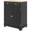 Buffet de comptoir en bois massif - noir vieilli, 2 tiroirs, portes, tablette réglable pour armoire de rangement noire avec comptoir et cuisine