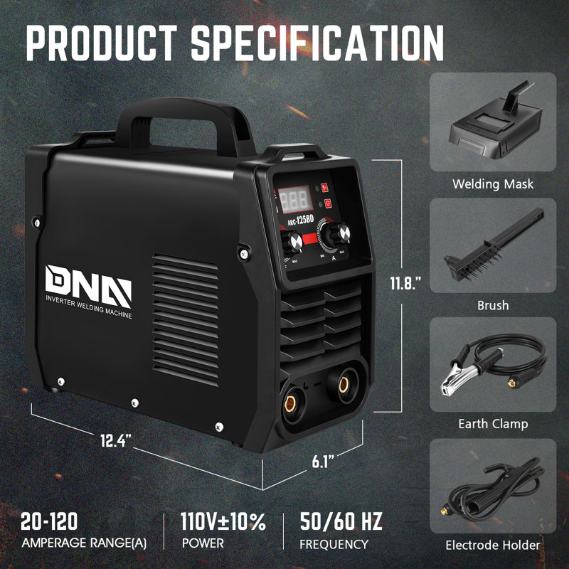 Welder Machine, 120A/110V Portable ARC Welding Machine IGBT, DIY Welding, with LED Digital Display, Black