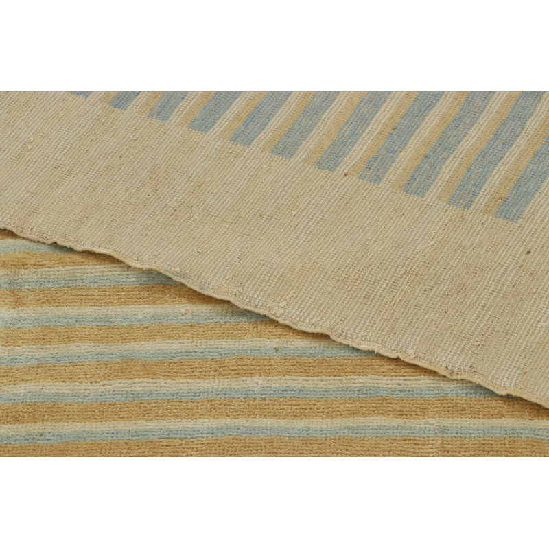 Rug & Kilim’S Modern Art Deco-Inspired Rug In Gold And Blue Geometric Patterns