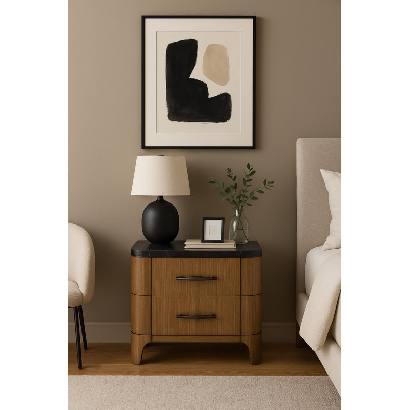 Retro Double Drawer Nightstand