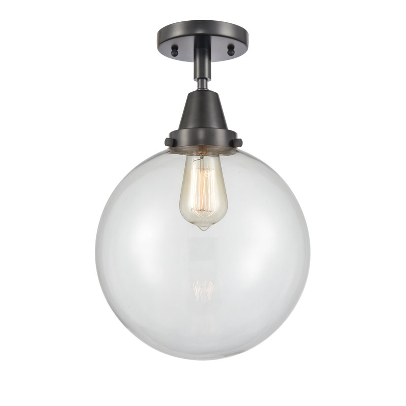 Amede Glass Flush Mount, 12.5" H x 10" W x 10" D, Clear, Matte Black