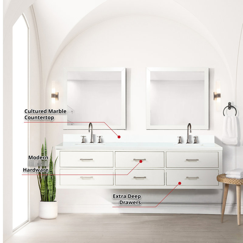 Meuble-lavabo double blanc L 22 x P 22 po
