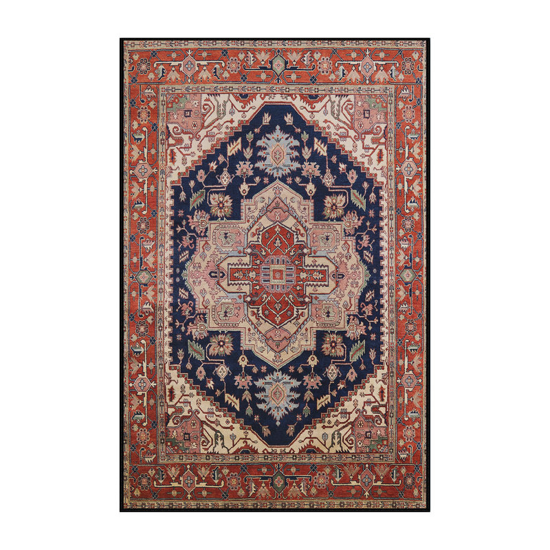 Tapis oriental orange / bleu marine, Rectangle 2 pi x 3 pi