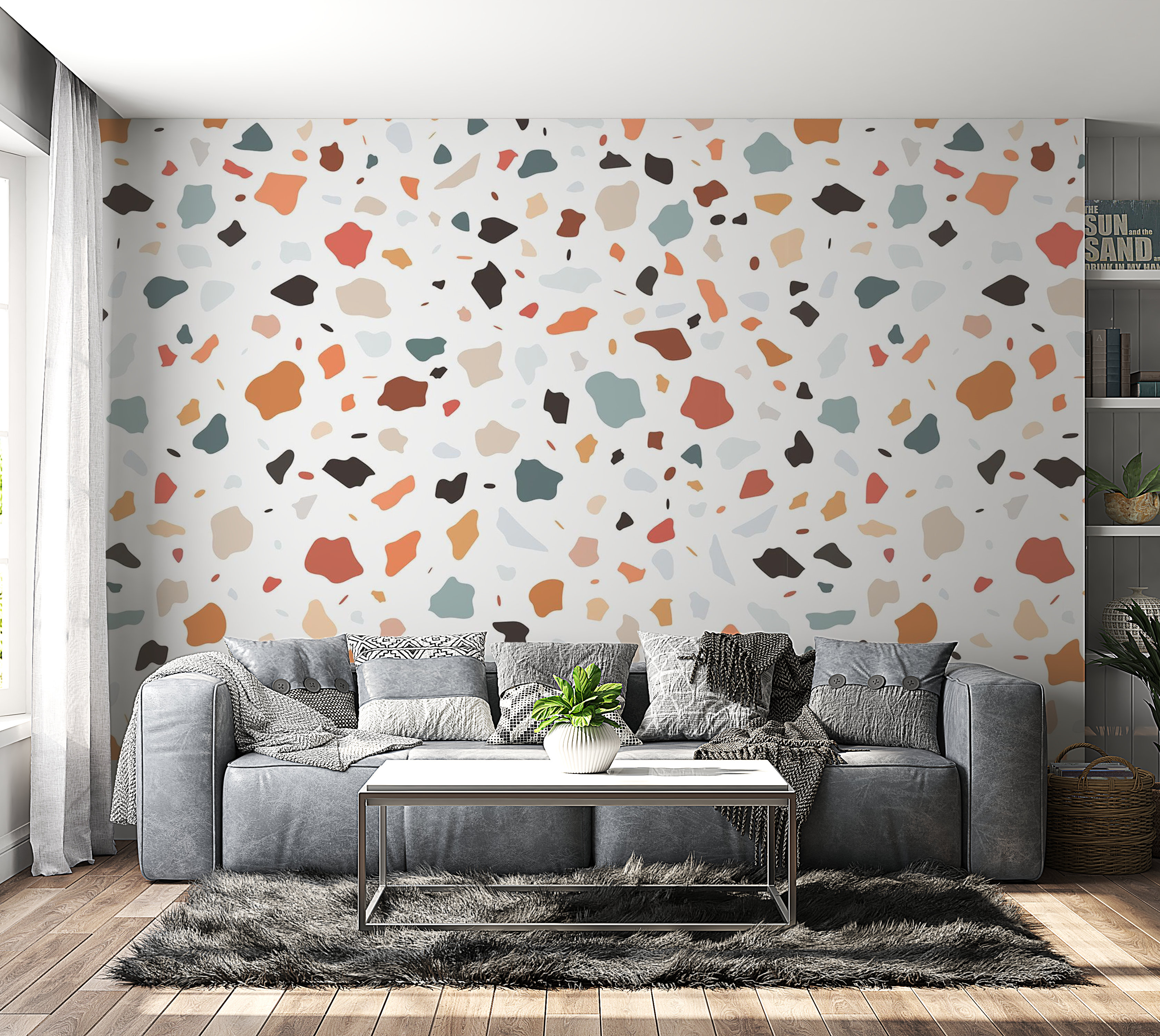 Wall Pattern Pick Hokku Designs Premium Peel & Stick Wall Mural - Terrazzo Pattern | Wayfair