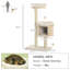 Arbre à chat à 3 niveaux avec poteaux à griffer en sisal, jouet de badminton amusant pour jouer, coussins moelleux et aires de jeu