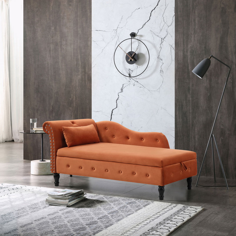 Chaise longue rembourrée pour l'intérieur, Orange, Noir