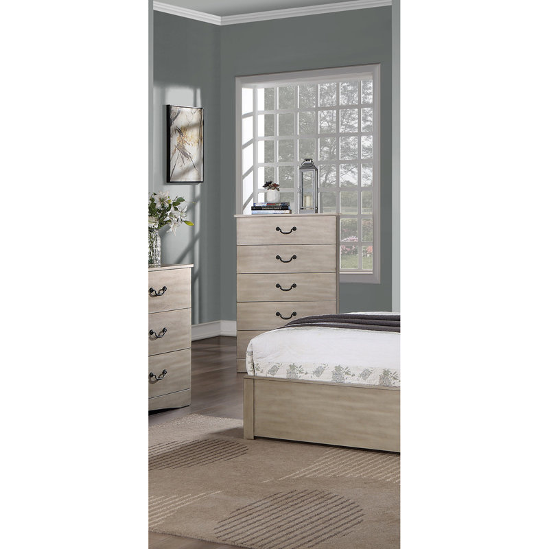 Commode argentée antique à 5 tiroirs, meuble de chambre contemporain