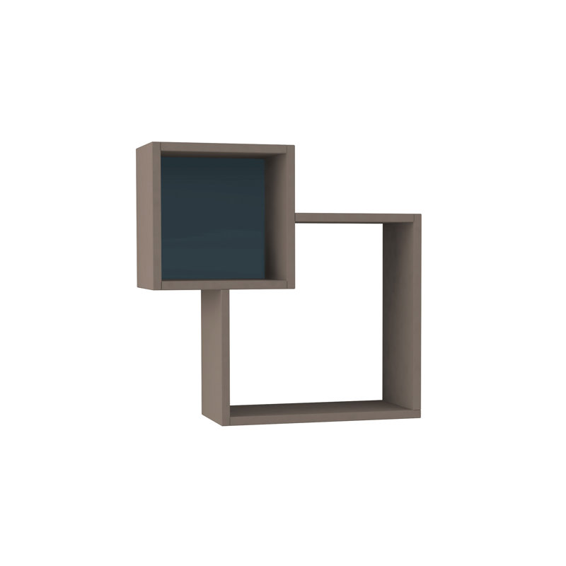 Abberbury 2 Piece Floating Shelf, Light Mocha/Turquoise