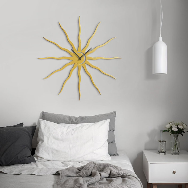 Metal Wall Clock, 24" W x 24" H, Gold