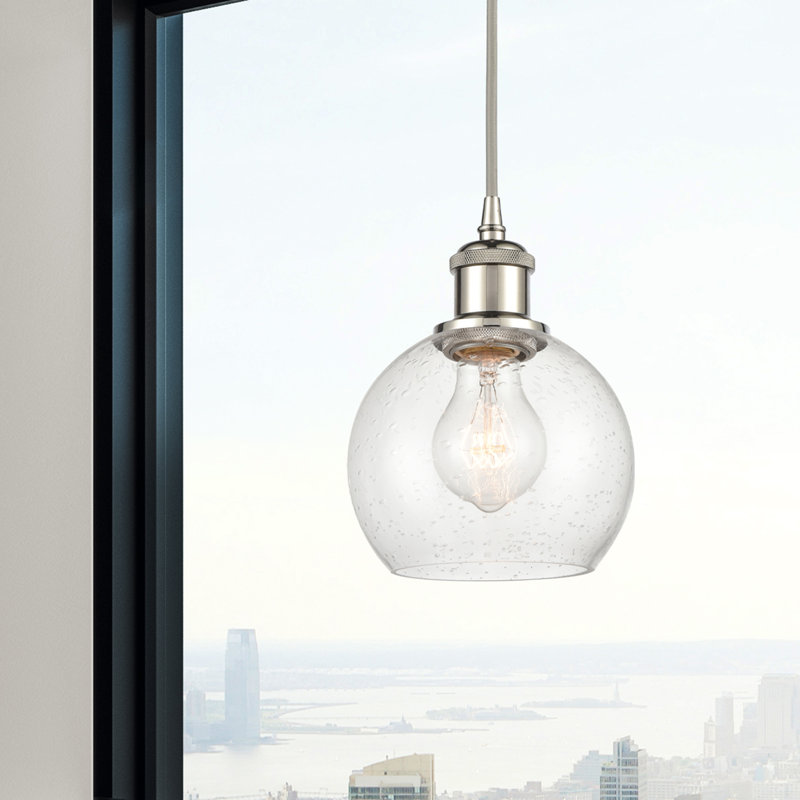 Luminaire suspendu sphérique 1 lumière Roxane, Ampoule non incluse, Nickel poli