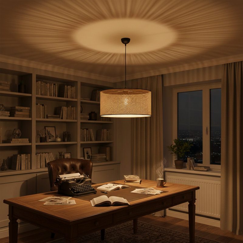 Lustre en bambou 1 lumière Oasis, Havane clair