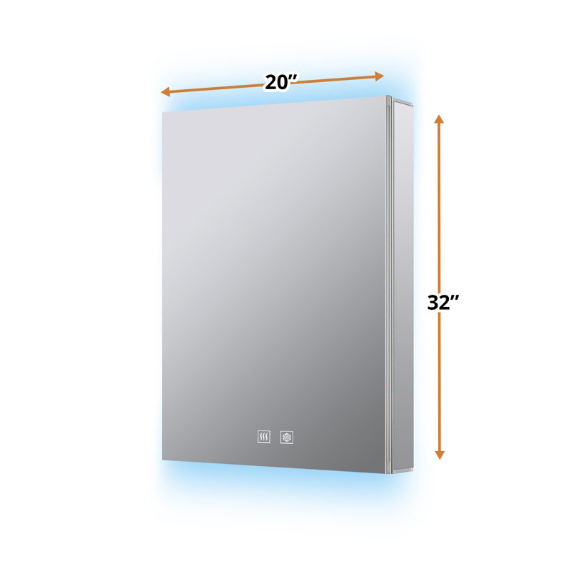 Armoire à pharmacie à miroir à fixation en surface avec désembueur à DEL l 20 po x H 32 po Corsica, L 20 po x H 32 po