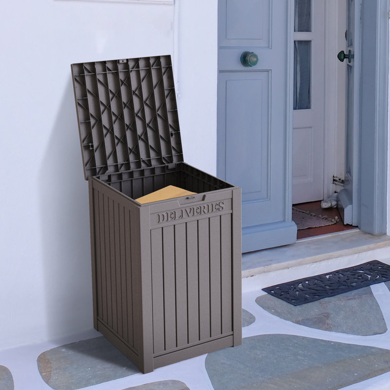 51 Gallons Resin Lockable All-Weather Parcel Storage Box, Brown