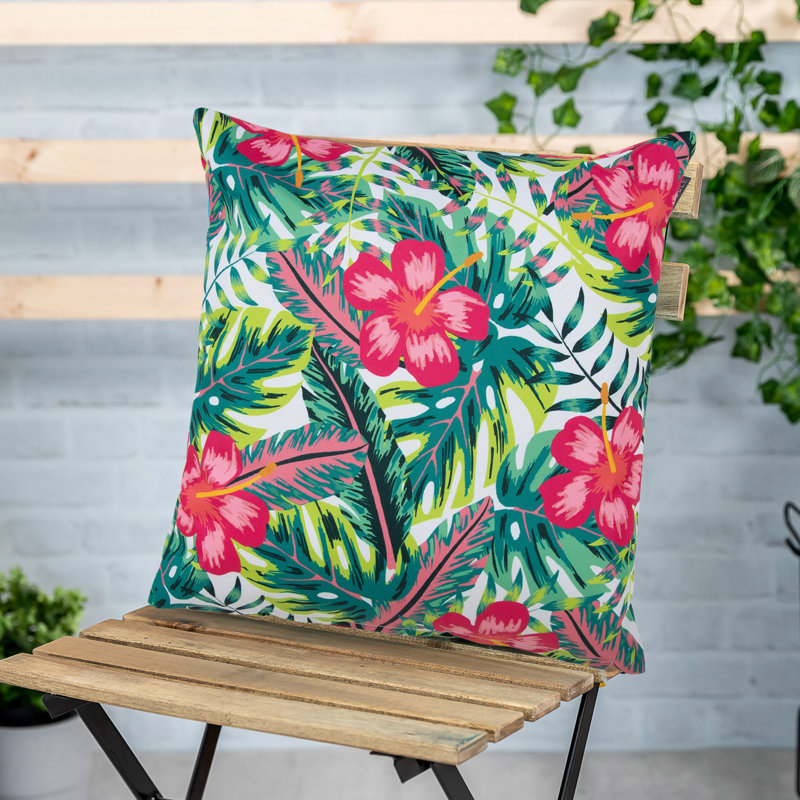 Tropical Flower Indoor-Outdoor Cushion, Multicolour