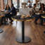 Petite table de salle à manger 23,6 po en faux marbre avec base en piédestal et bordure en acier inoxydable, table d'appoint UV ultrabrillante pour 2 personnes, salon de cuisine.-1002093200