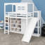 Lit mezzanine avec garde-robe, tablettes de rangement