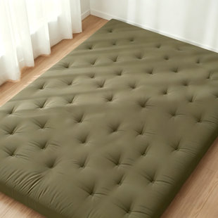  4 Inch Thick Floor Futon Mattress with 100% Cotton Cover, Twin Size Foldable Tatami Mattress, Portable Roll Up Sleeping Pad, Floor Lounger Bed for Adult
