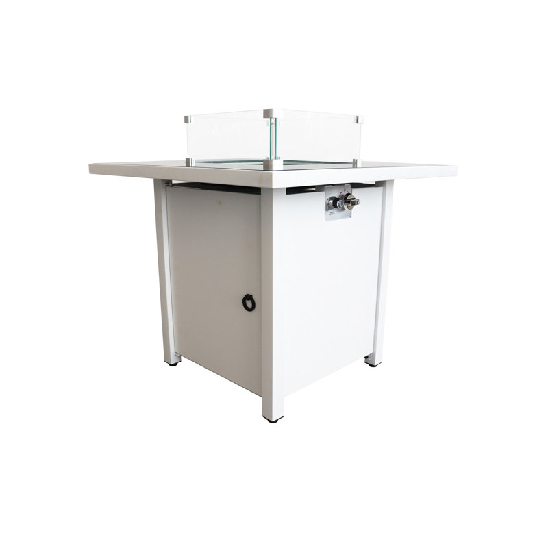 Table en acier 40000 blanc de 30 po - consommation de carburant de 24 heures, allumage par bouton-poussoir, charme de jardin et d'extérieur 30 po, démarrage, décor moderne