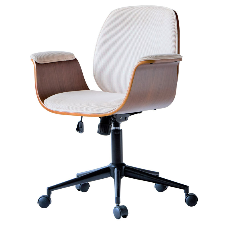 Chaise de bureau Tyner, Velours côtelé, Beige