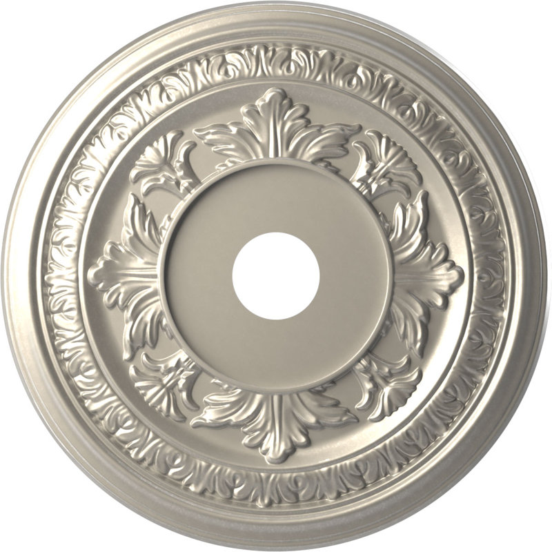 Médaillon de plafond en PVC thermoformé Baltimore, Aluminium brillant, H 16 po x l 16 po x P 1 po