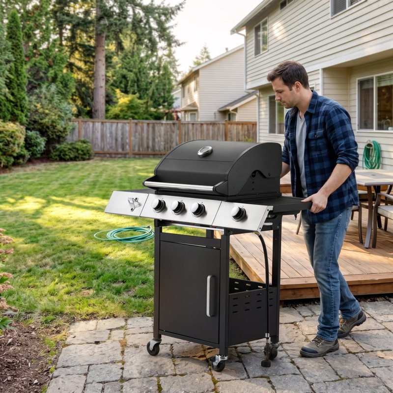 3-burner Propane Gas Grill With Side Burner