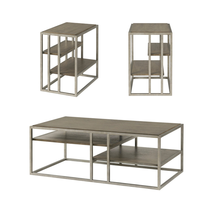 Ensemble de 3 tables basses et 2 tables d'appoint en bois