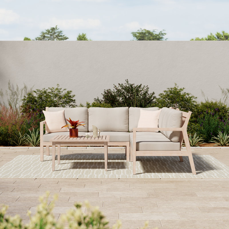 Amina 54" Wide Symmetrical Sectional Seating Group, Beige Performance Olefin