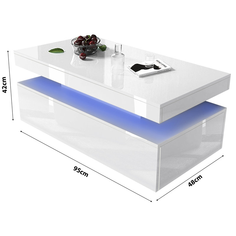 Barreau Pedestal Coffee Table with Storage, White