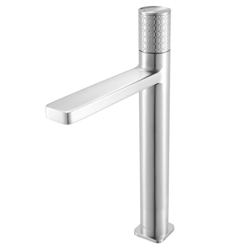 Robinet pour salle de bain à poignée simple cylindrique en nickel brossé Ruvati Emilio