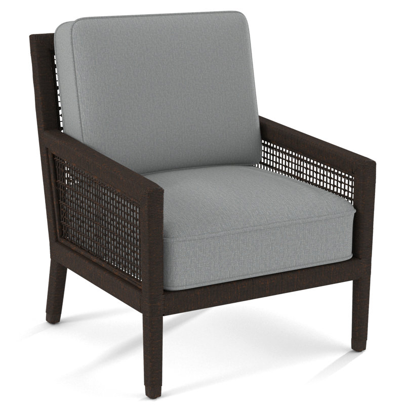 Harper Upholstered Armchair, Light Blue Performance Fabric; 0851-55, Coffee