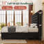 Grand lit-bateau tapissier Jamileth avec tête de lit capitonnée et garniture cloutée, noir-1098163218-1098163231