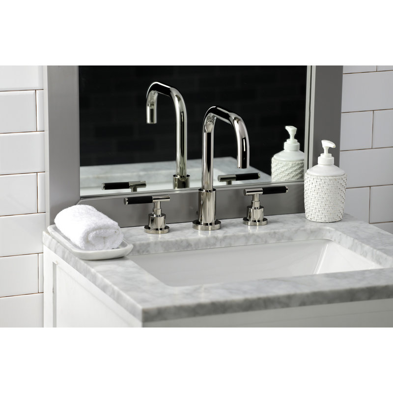 Robinet de salle de bain espacé avec ensemble de drain Kaiser, Nickel poli