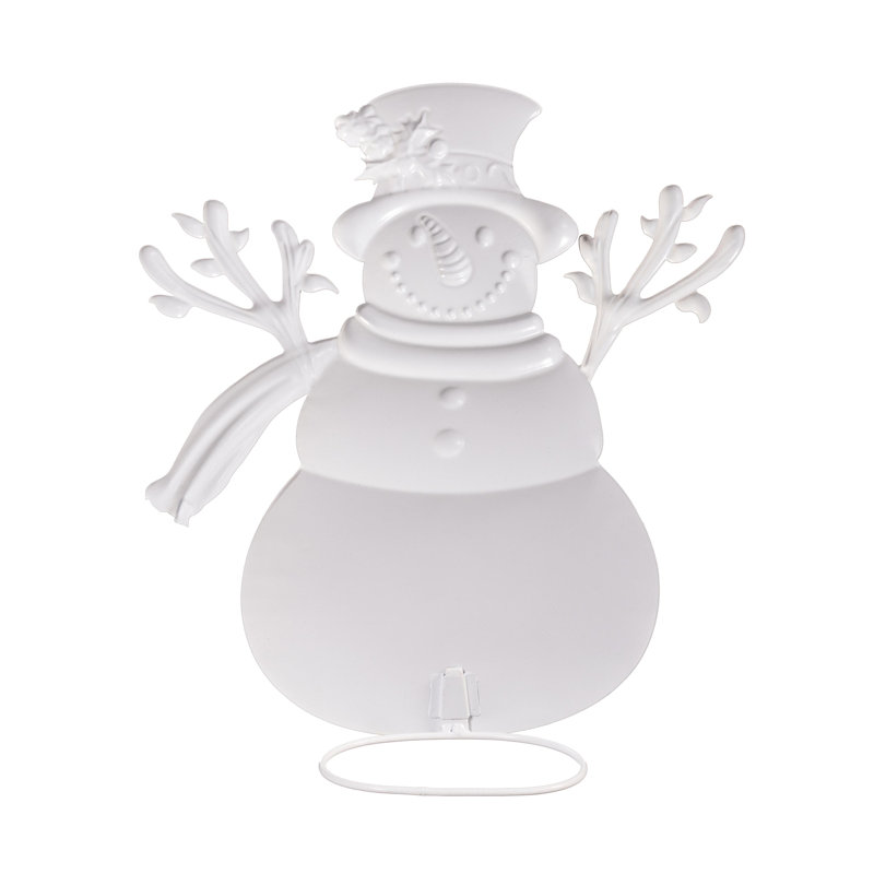 Statue de jardin scénique en forme de bonhomme de neige d'hiver en métal, H 14 po