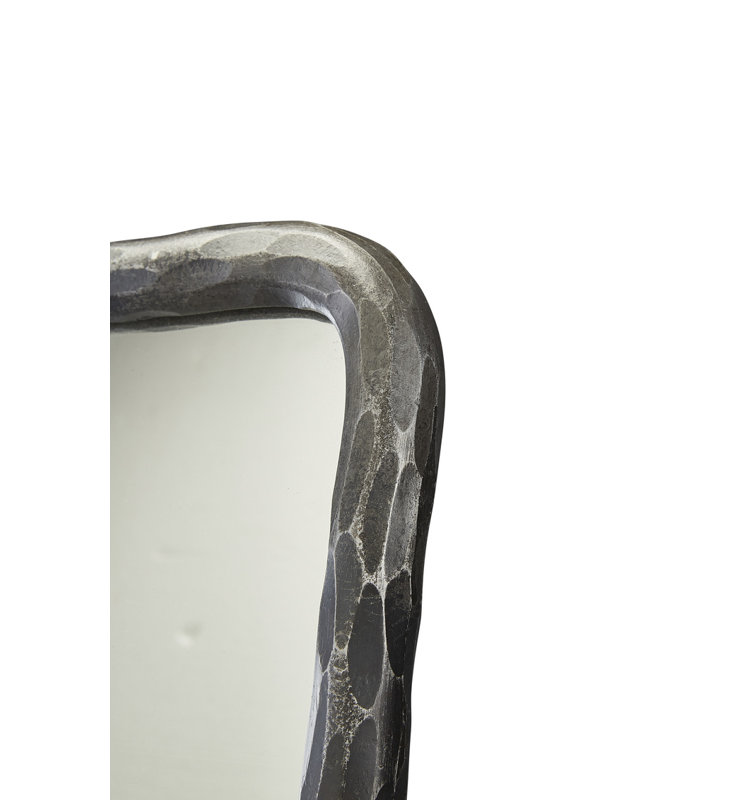 Hammered Flat Solid Wood Wall Mirror, Black