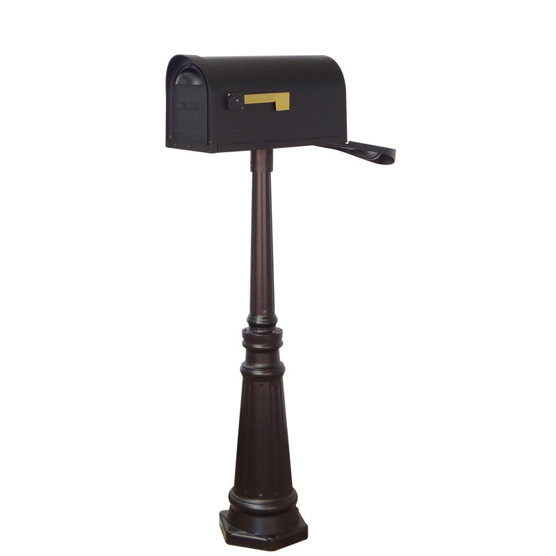 Classic Aluminum Post Mounted Mailbox with Magnetic Closure