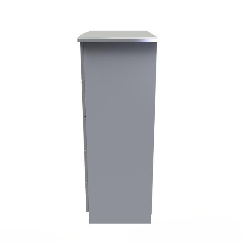 Fully Assembled Letoya 5 - Drawer Chest of Drawers, Grey Gloss