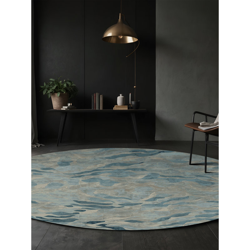 Machine Washable Gray Area Rug, Round 7'
