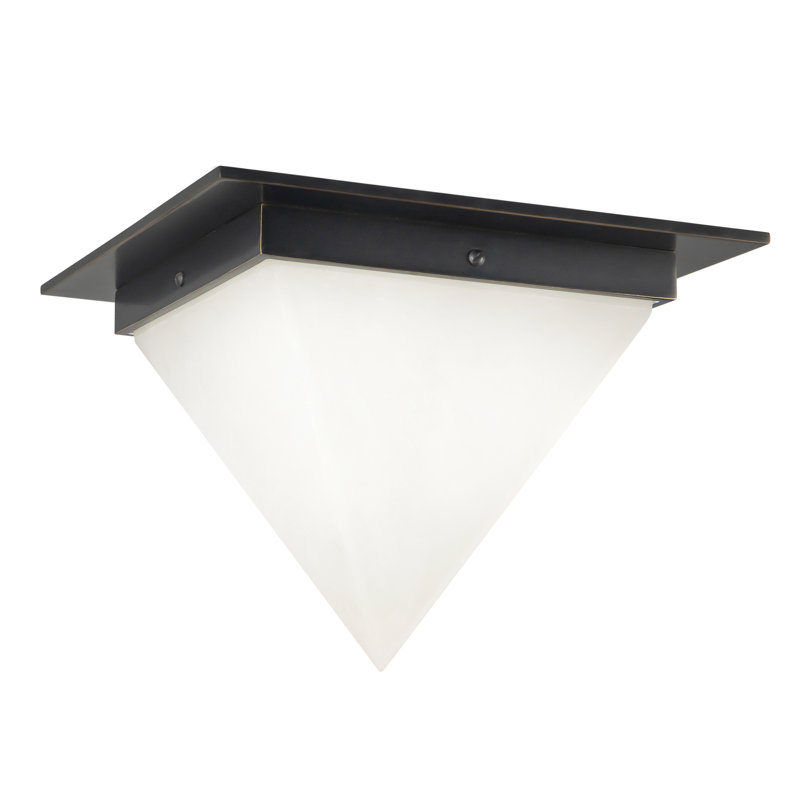 Mineral 11-in Brass Flush Mount, Oil Rubbed Bronze, Alabaster