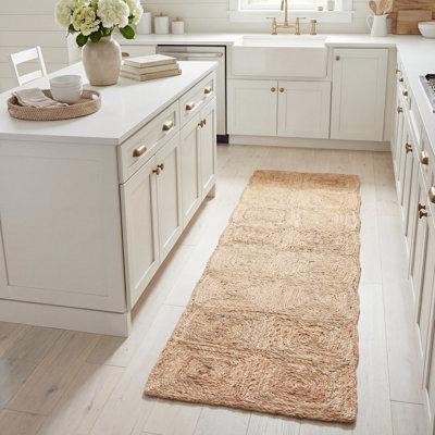 Tapis géométrique en jute tissé à la main en fibre naturelle Chrissey