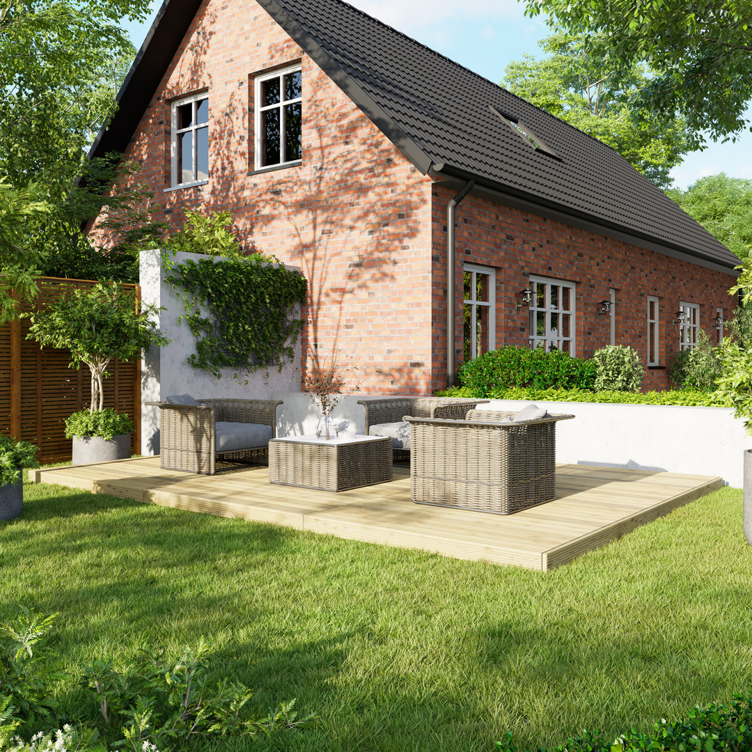 Power 12x18 Timber Decking Kit - No Handrails - Brown - 3.6M x 5.4M - Scandinavian Wood - Image 2
