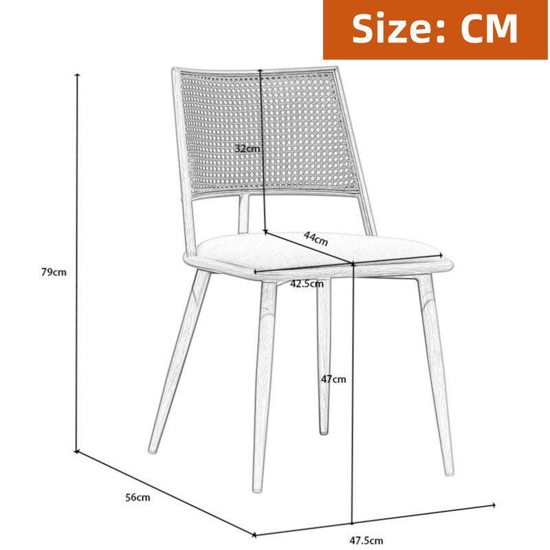 47cm H Polyester Blend Upholstered Metal Side Chair, Oak Wood, Beige