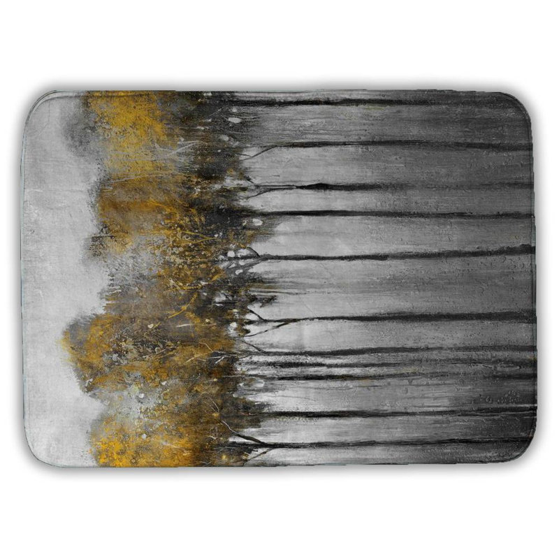 Abstract yellow forest Bath Mat with Non-Slip Backing - Quick Dry Memory Foam Bathroom Rug - Absorbent - Modern Plush Spa-Style - Machine Washable