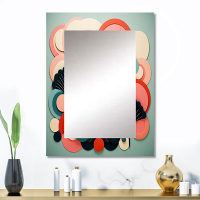 Art déco marine corail Marvel I - miroir unique corail, grand miroir mural moderne, art imprimé en métal