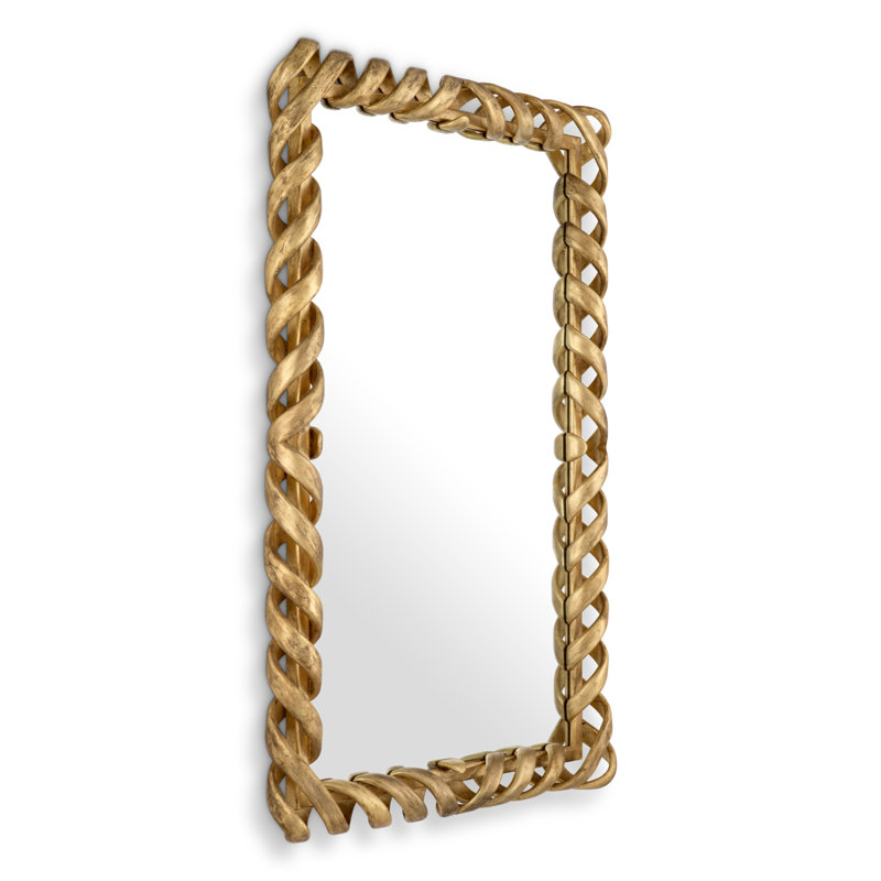 Casone Rectangle Solid Wood Mirror, Antique Gold