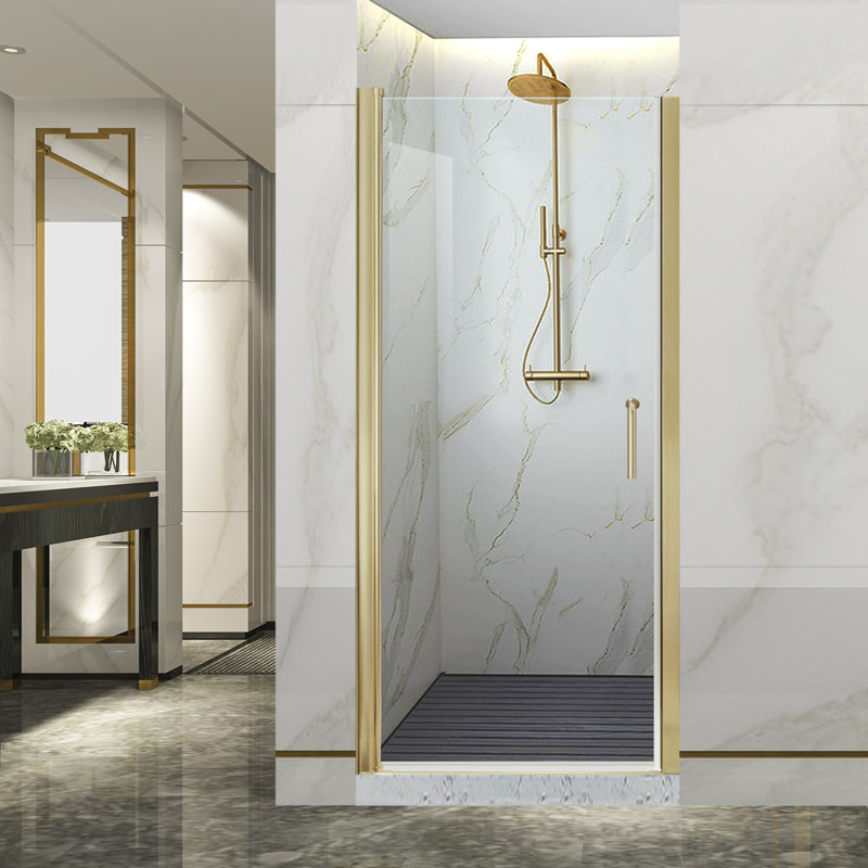 30-31.9 in. W x 72 in. H Pivot Swing Frameless Shower Door with Clear SGCC Tempered Glass, Brushed Gold