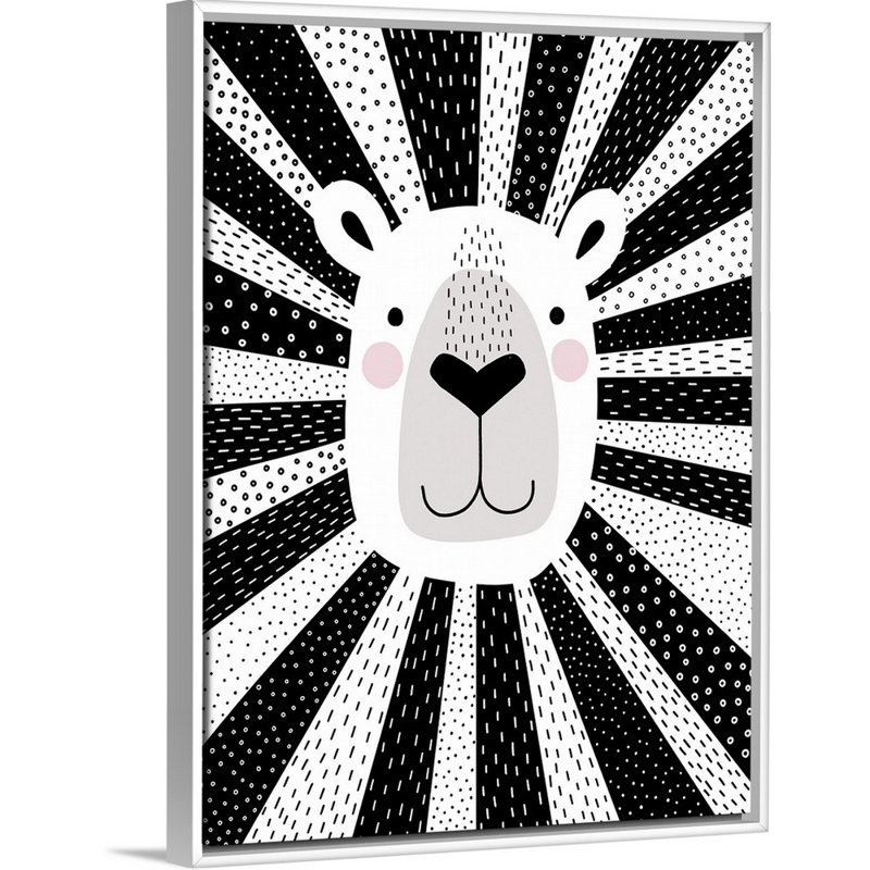 Art sur toile à motif mixte lion Silverstein, H 40 po x l 30 po x P 1,75 po, Cadre flottant blanc