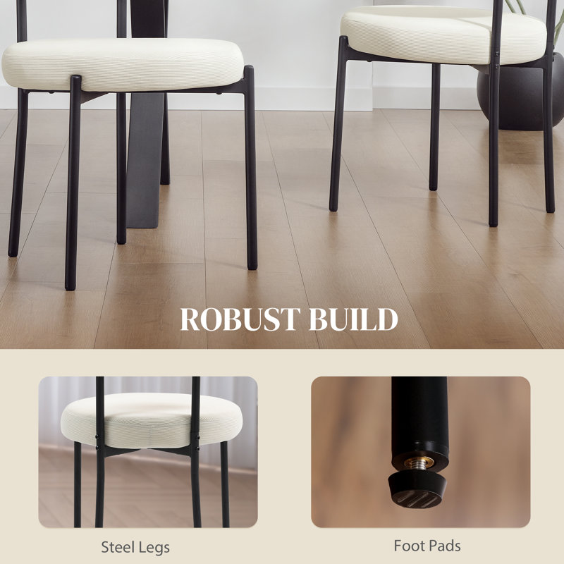 Ensemble de 4 chaises de salle à manger avec pieds en acier, Beige